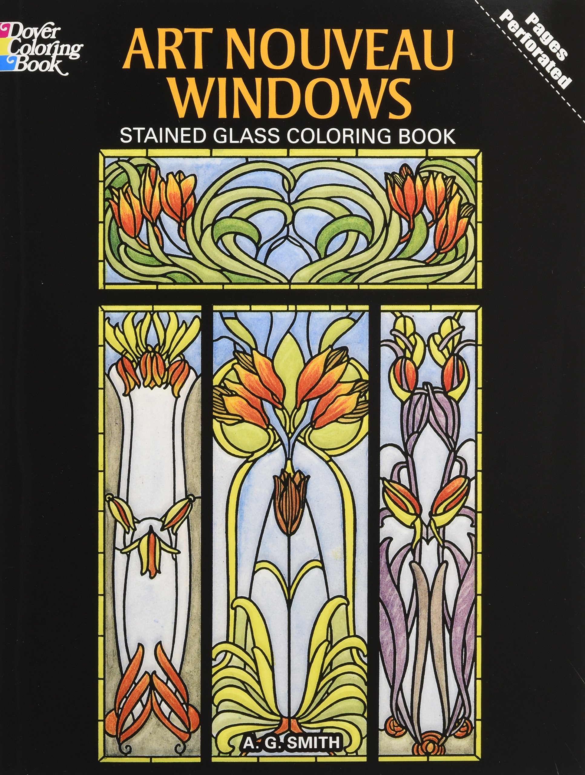 Art Nouveau Windows Stained Glass Coloring Book (Dover Design Stained Glass …